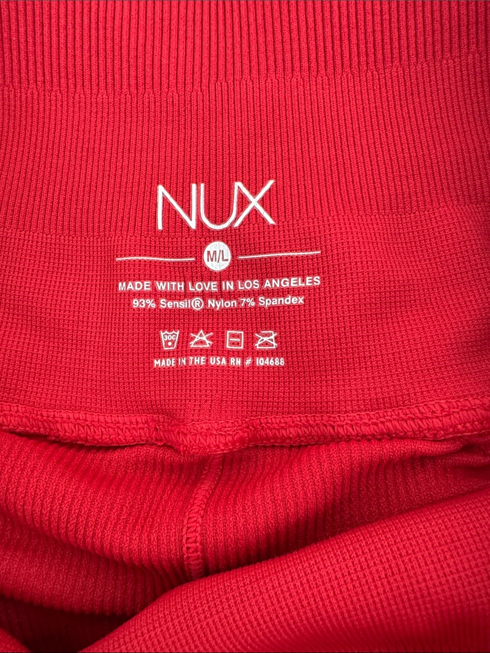 NUX Red Textured High-Waist Leggings - Picture 5 of 6